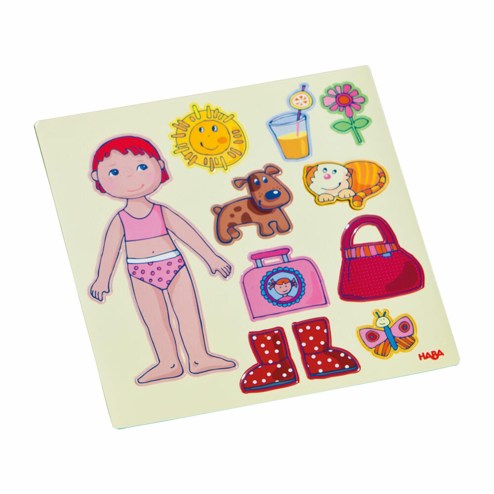 HABA Magnetic Game Box Dress-up Doll Lilli, 59 pcs., Magnetic Games, Dress-up Doll, Toy, 7392