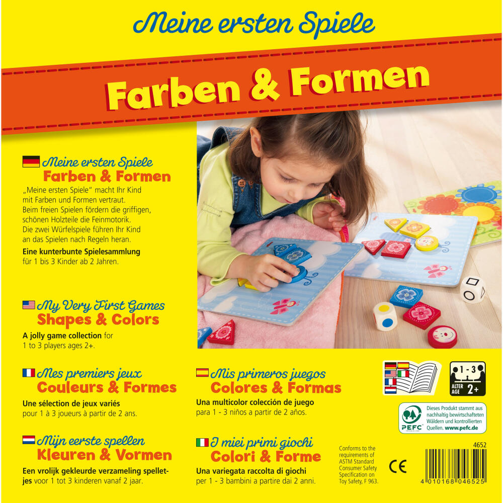 HABA Meine Erste Spiele Farben & Formen, Würfelspiel, Legespiel, Zuordnungsspiel, Spielzeug, 4652