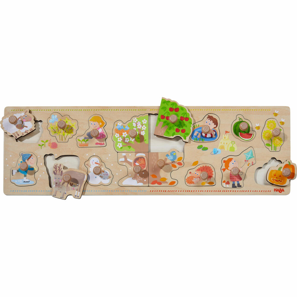 HABA Greifpuzzle 4 Jahreszeiten, Greif Puzzle, Kinderpuzzle, Kinder Spielzeug, 306290