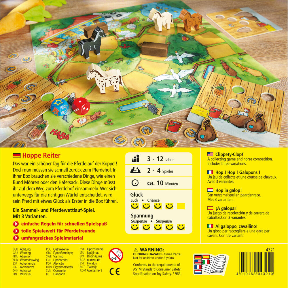 HABA Hoppe Reiter, dice game, tactical game, children's game, games, toys, 4321