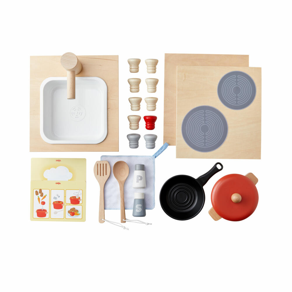 HABA Creative Play 3 in 1, Spielküche, Kaufladen, Werkstatt, Kinder Spielzeug, ab 3 Jahren, 2011830001