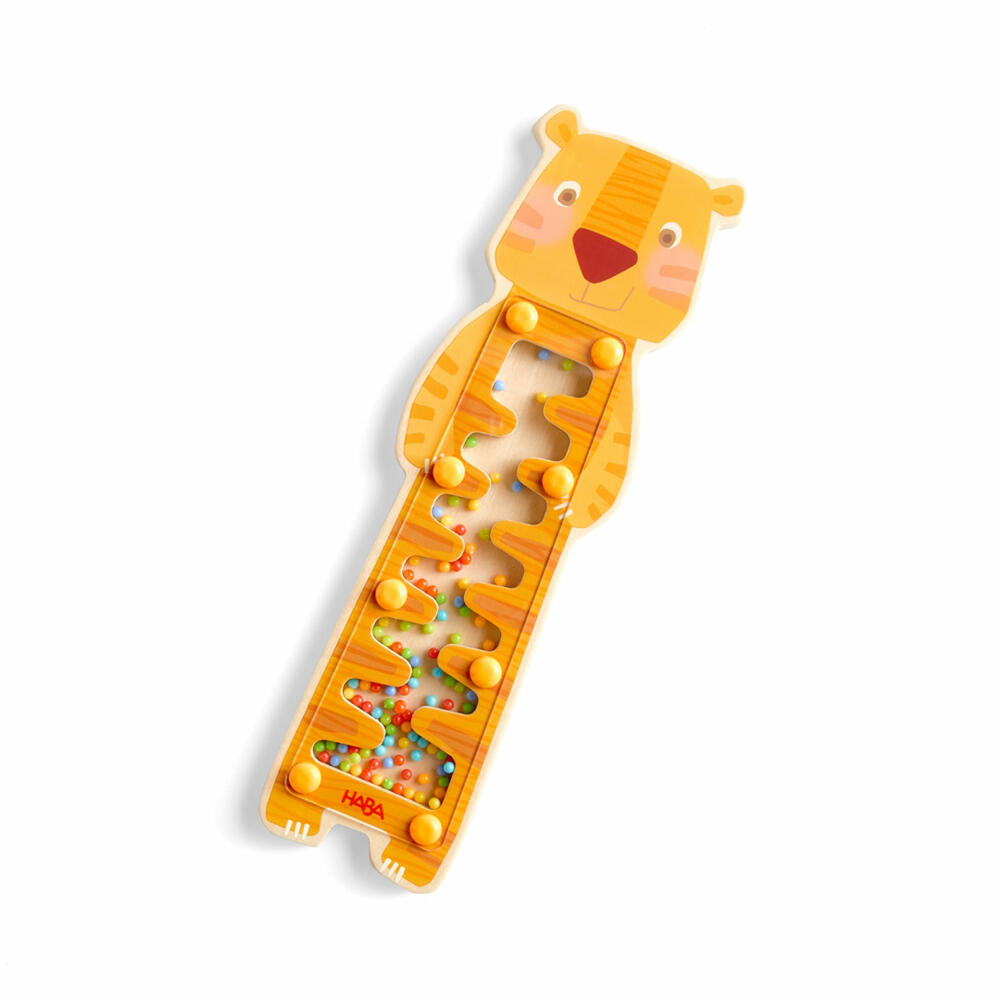 HABA Regenmacher Tiger, Geschicklichkeitsspiel, Klangspielzeug, Spielzeug, Kinder, ab 2 Jahren, 2010968001