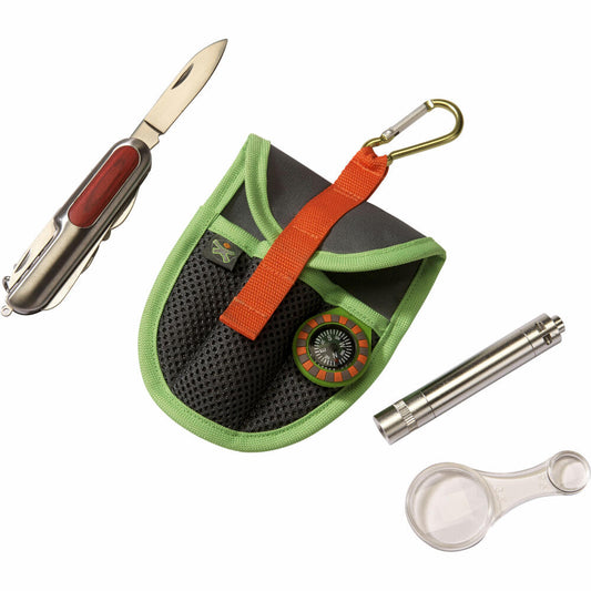 HABA Terra Kids Forschertasche, Forscher Kit, Taschenmesser, LED-Leuchte, Kompass, Lupe, ab 6 Jahren, 1300319001