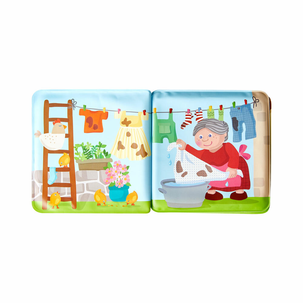 HABA Bath Book Washing Day at Pig & Cow, Bath Toy, Play Book, Children, Toys, from 18 Months, 2011705001