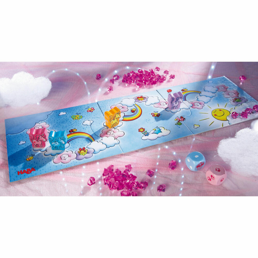 HABA Unicorn Glitter Luck The Cloud Treasure, Dice Game, Running Game, Collecting Game, 300123