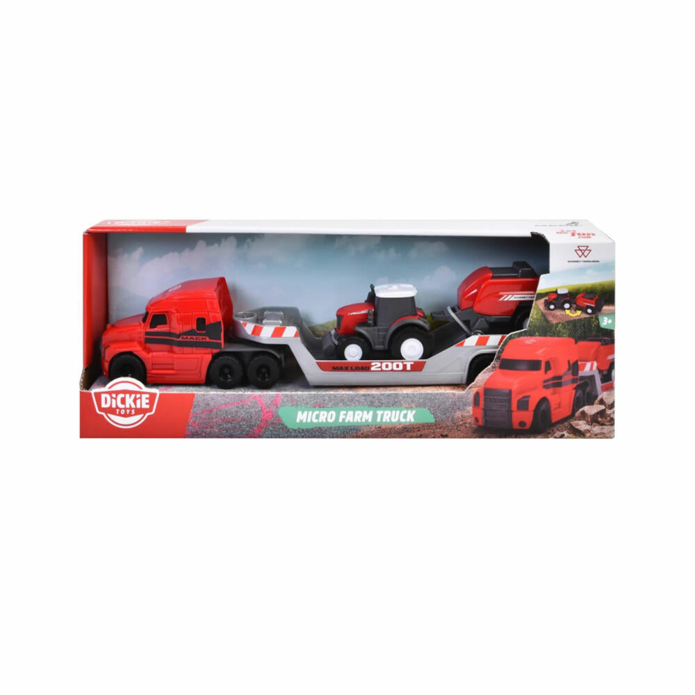 Dickie Toys Massey Ferguson Micro Farm Truck, Farm Vehicles, Toy Car, Toy Car, 203735004