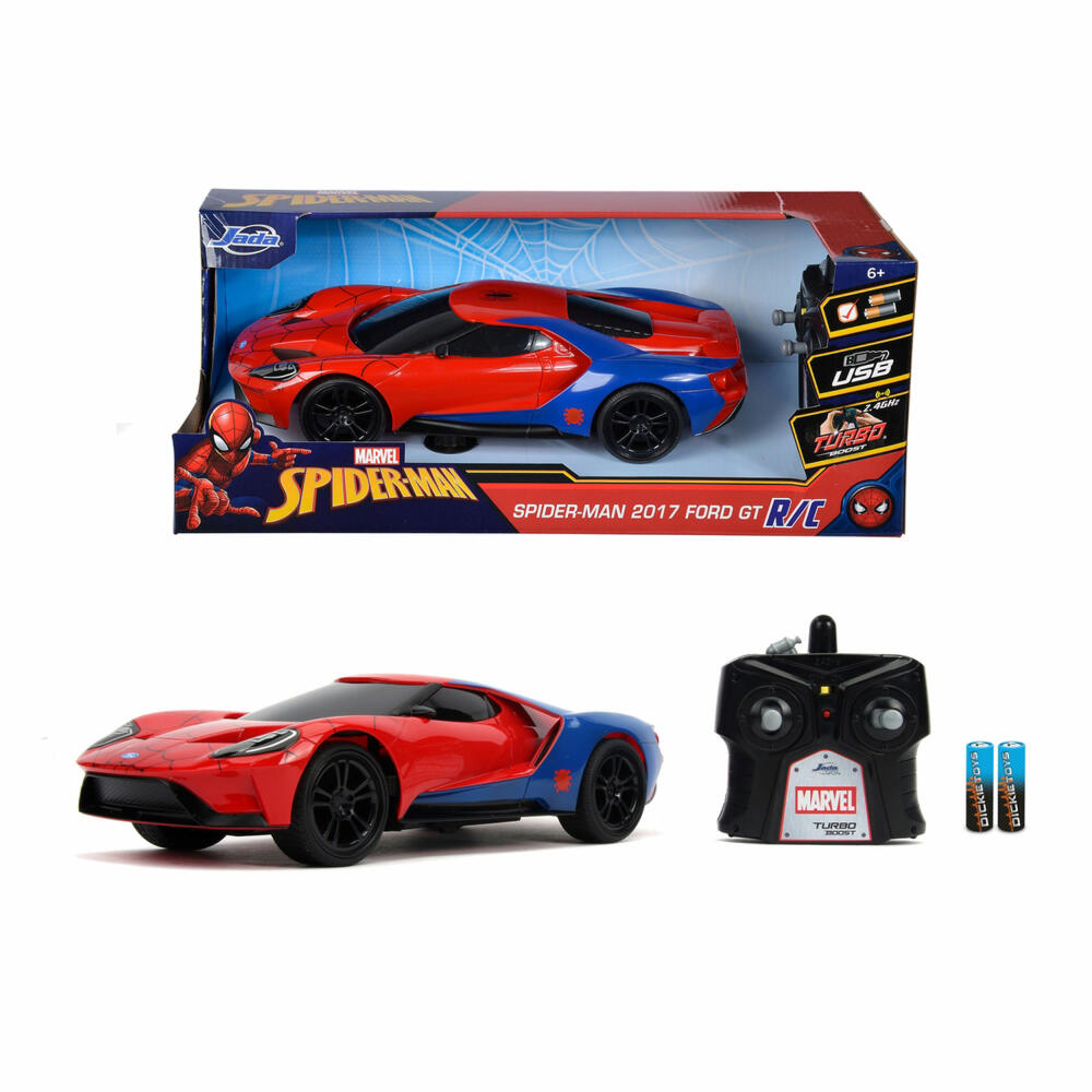 Jada Marvel Spider-Man RC 2017 Ford GT 1:16, Remote Controlled Car, Model Car, Toy, 253226002