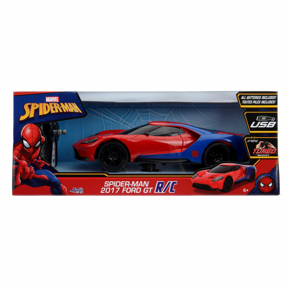 Jada Marvel Spider-Man RC 2017 Ford GT 1:16, Remote Controlled Car, Model Car, Toy, 253226002