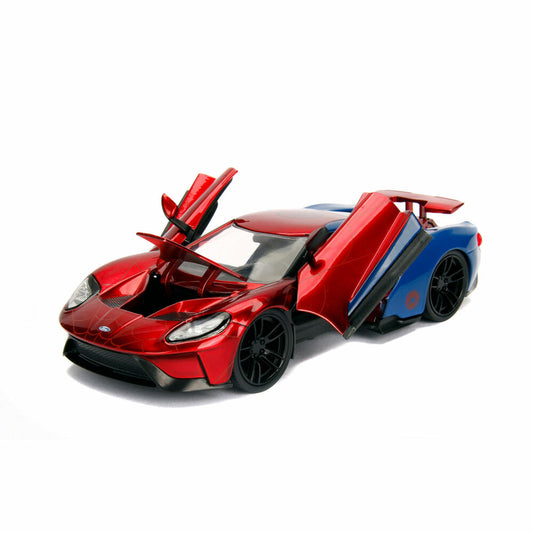 Jada Marvel Spider-Man 2017 Ford GT, Modellfahrzeug, Modellauto, Spielfigur, Spiderman, Figur, Maßstab 1:24, 253225002