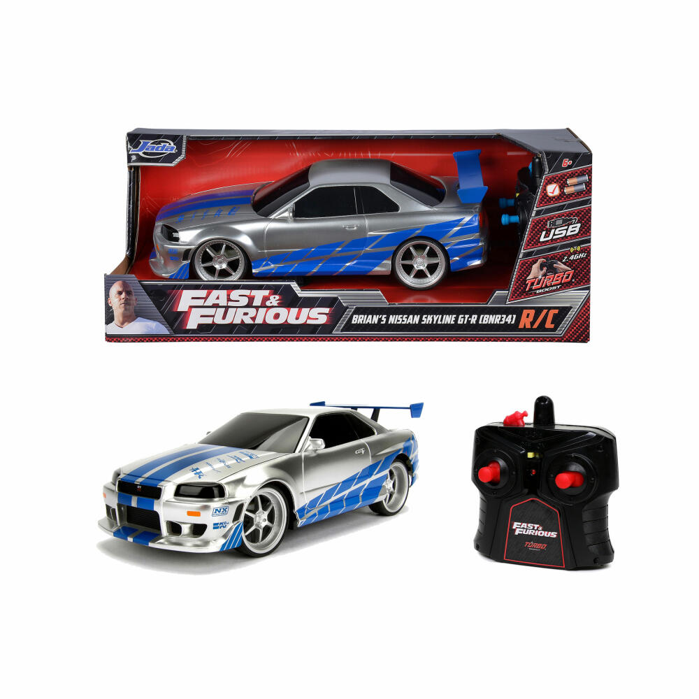 Jada Fast & Furious RC Nissan Skyline GTR, RC car, remote-controlled car, toy car, scale 1:16, 253206007