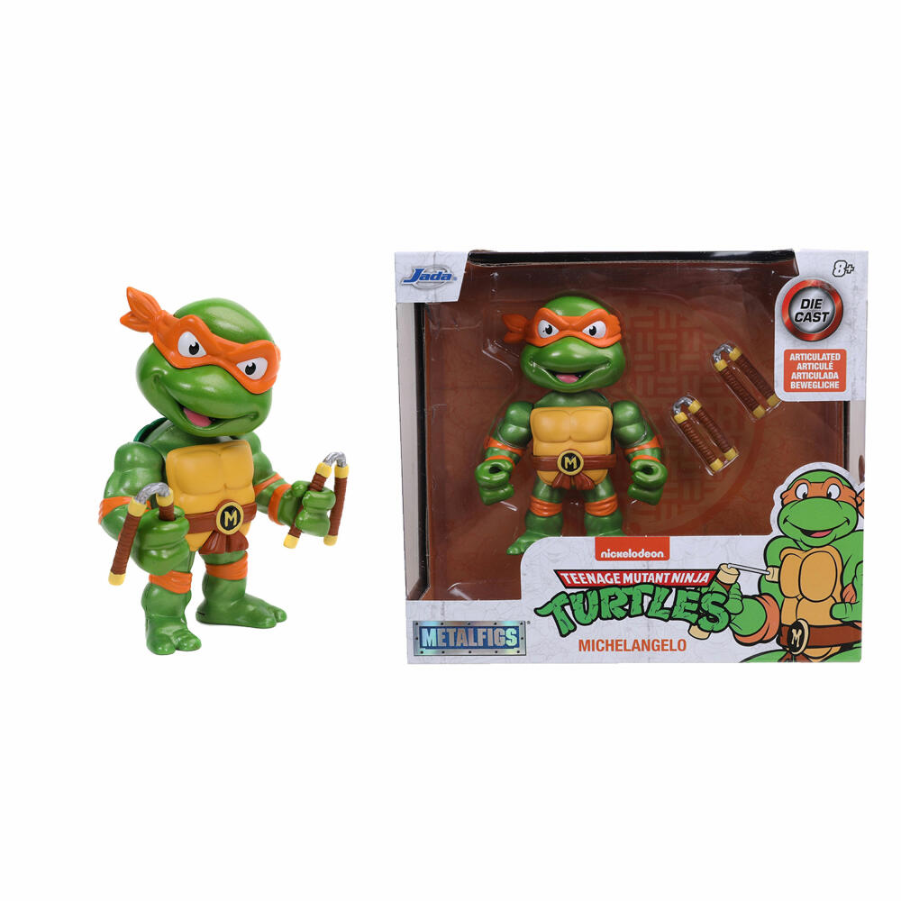 Jada Turtles 4 Michelangelo Figure, with Accessories, Collectible Figure, Toy, Orange, 10 cm, 253283002
