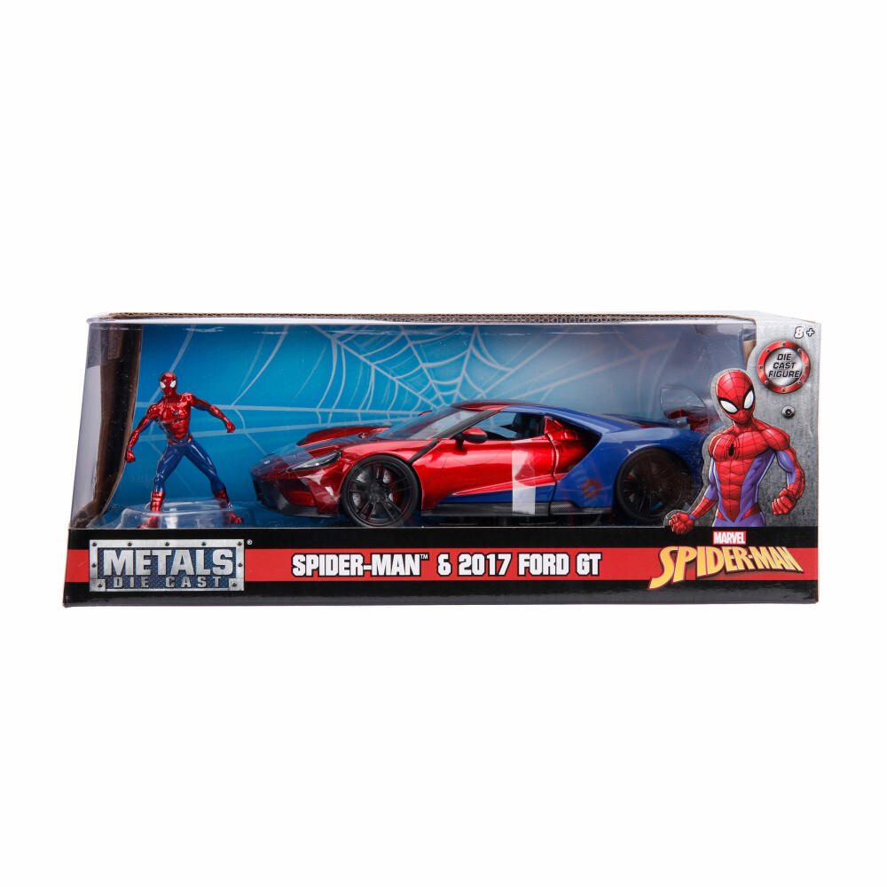 Jada Marvel Spider-Man 2017 Ford GT, model vehicle, model car, toy figure, Spiderman, figure, scale 1:24, 253225002