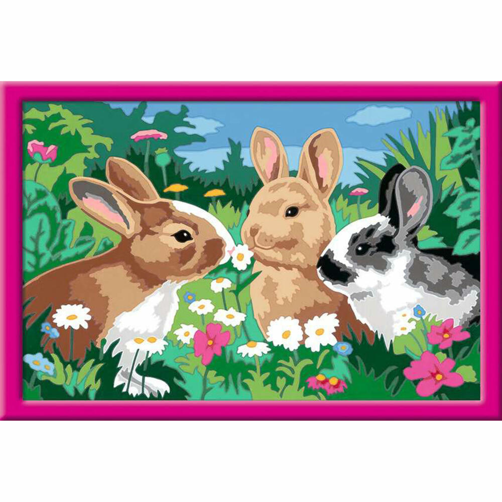 Ravensburger Paint by Numbers Cute Bunnies, Painting Set for Children, 28517