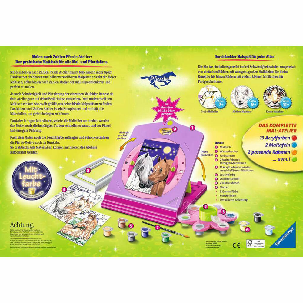 Ravensburger Malen nach Zahlen Atelier Pferde, Mal-Set für Kinder, 28507