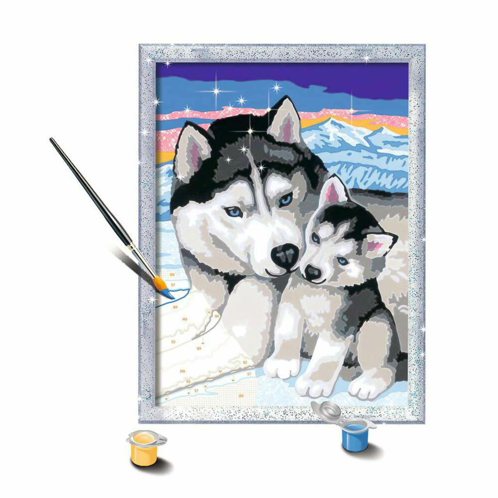 Ravensburger Malen nach Zahlen Husky Kuss, Mal-Set für Kinder, 28479