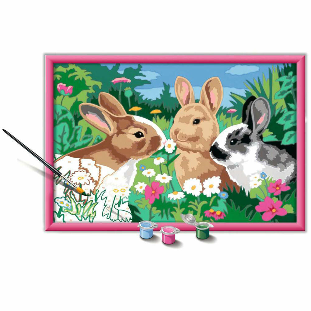 Ravensburger Paint by Numbers Cute Bunnies, Painting Set for Children, 28517