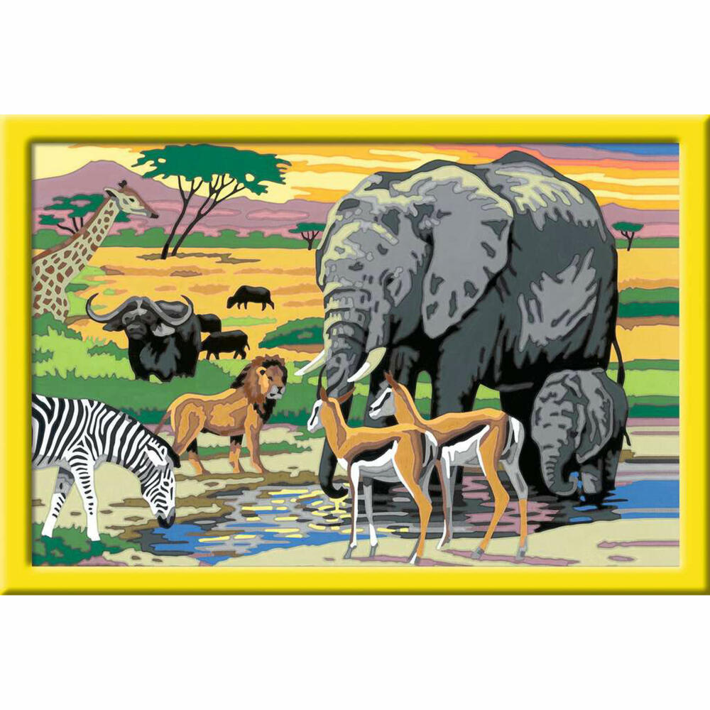 Ravensburger Malen nach Zahlen Tiere in Afrika, Mal-Set für Kinder, 28766