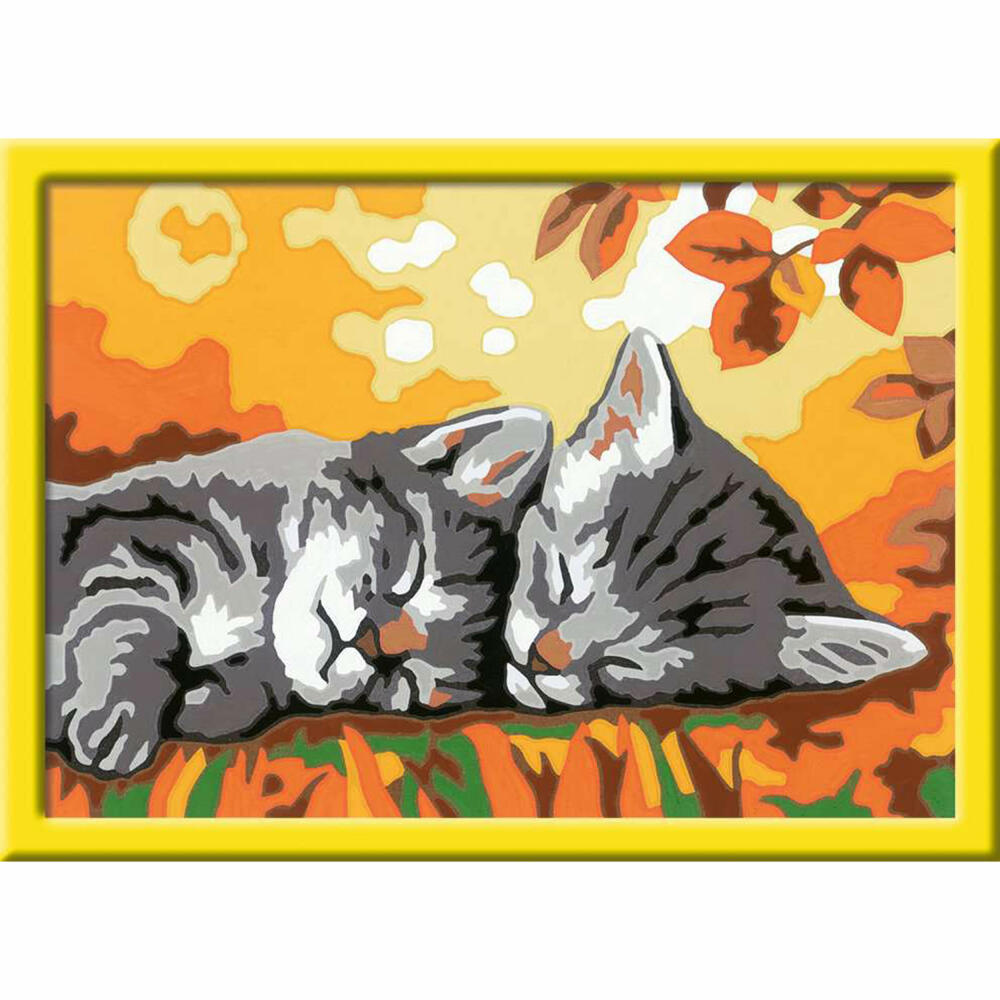 Ravensburger Malen nach Zahlen Kätzchen im Herbst, Mal-Set für Kinder, 28696