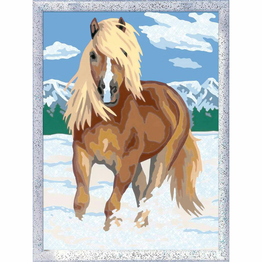 Ravensburger Malen nach Zahlen Haflinger im Schnee, Mal-Set für Kinder, 28780