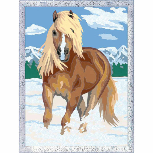 Ravensburger Malen nach Zahlen Haflinger im Schnee, Mal-Set für Kinder, 28780