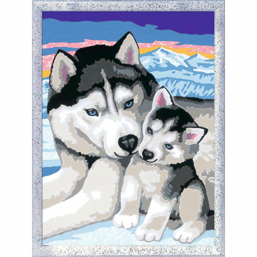 Ravensburger Malen nach Zahlen Husky Kuss, Mal-Set für Kinder, 28479