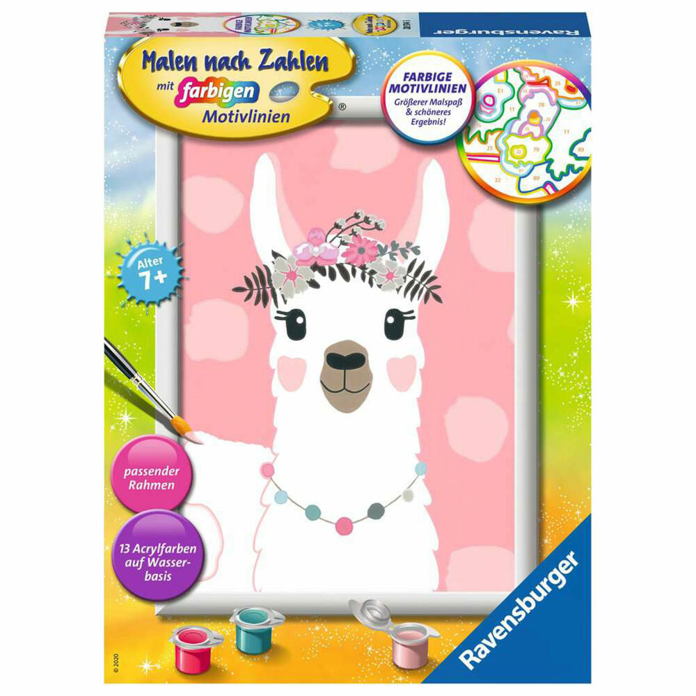 Ravensburger Malen nach Zahlen No Drama Lama, Mal-Set für Kinder, 28514