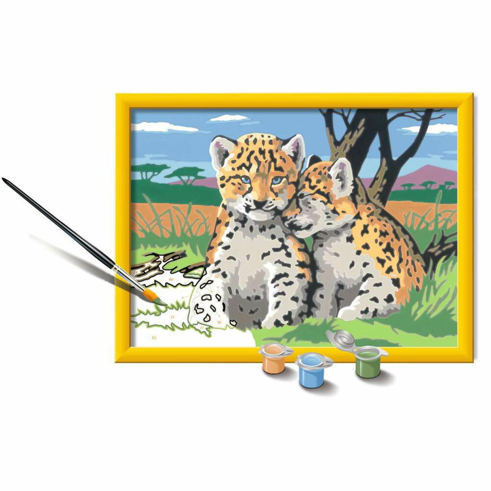 Ravensburger Malen nach Zahlen Kleine Leoparden, Mal-Set für Kinder, 28486
