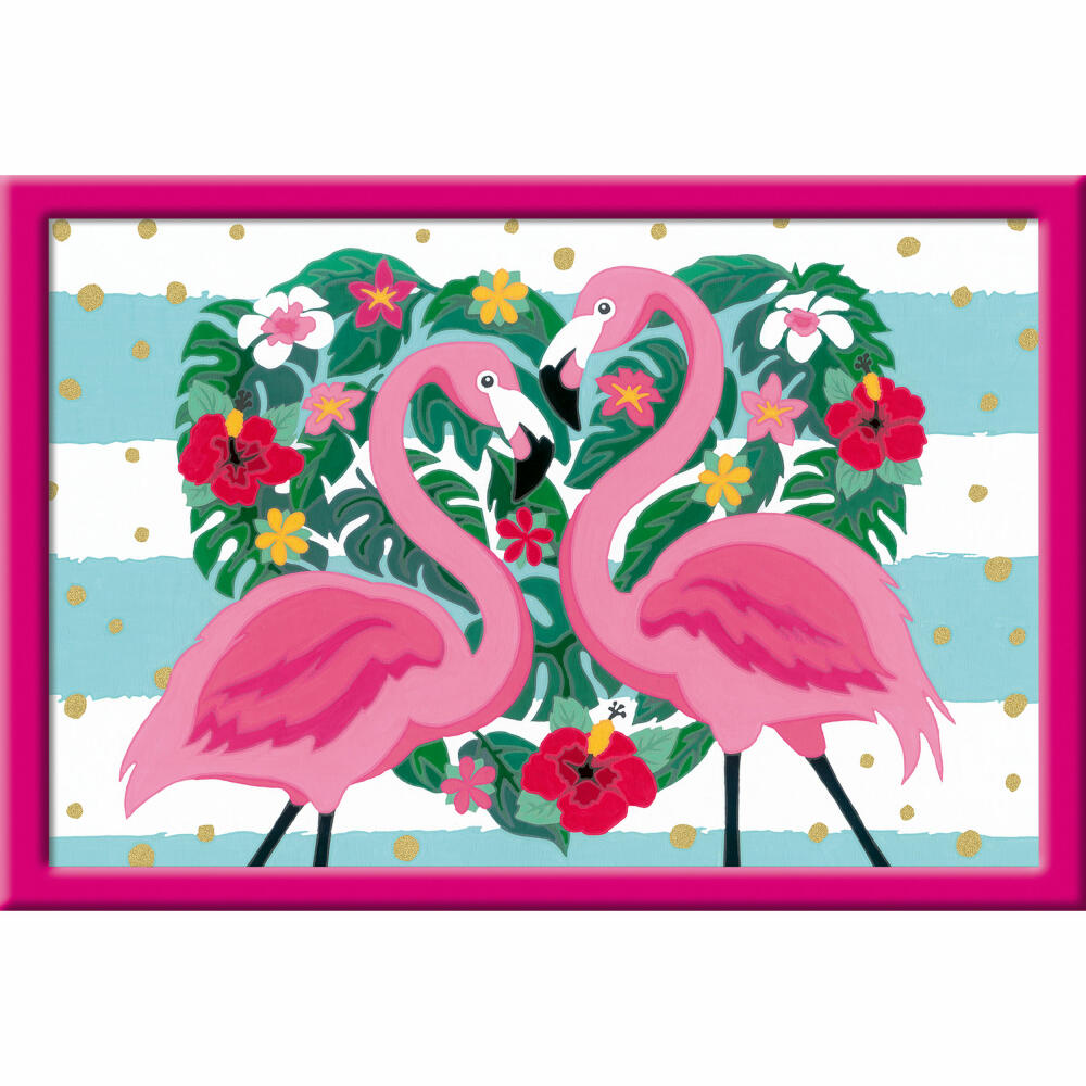Ravensburger Paint by Numbers Adorable Flamingos, Painting Set, Coloring Page, Template, Picture, Children, 28782