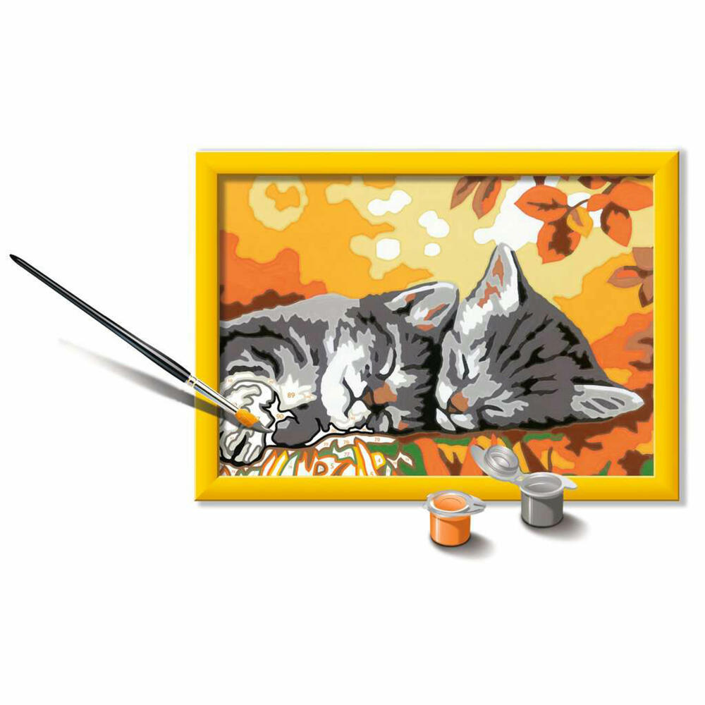 Ravensburger Malen nach Zahlen Kätzchen im Herbst, Mal-Set für Kinder, 28696