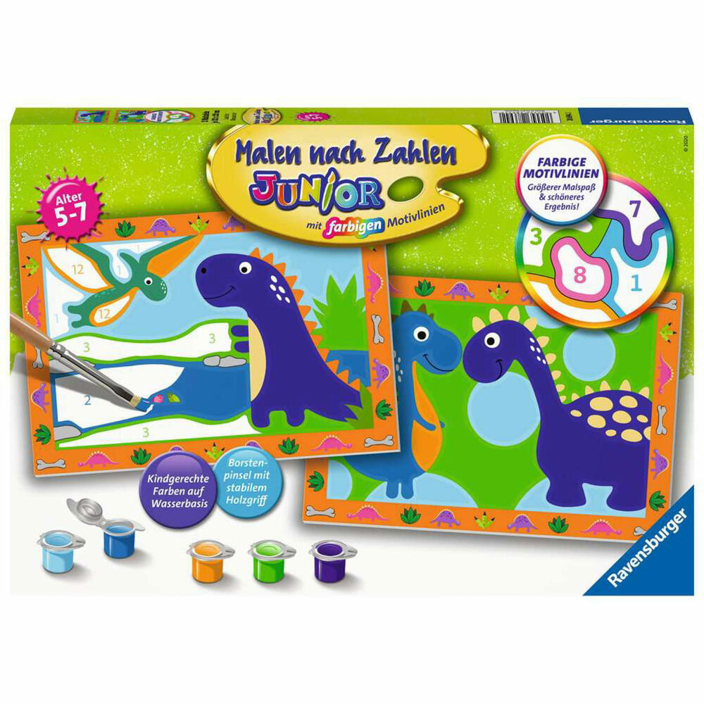 Ravensburger Malen nach Zahlen Land der Dinosaurier, Mal-Set für Kinder, 28694