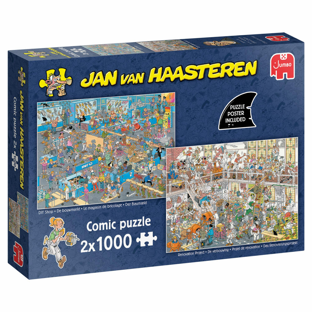 Jumbo Spiele Jan van Haasteren How not to DIY, Renovierungsprojekt und Baumarkt, Puzzle, 2 x 1000 Teile, 1110100647