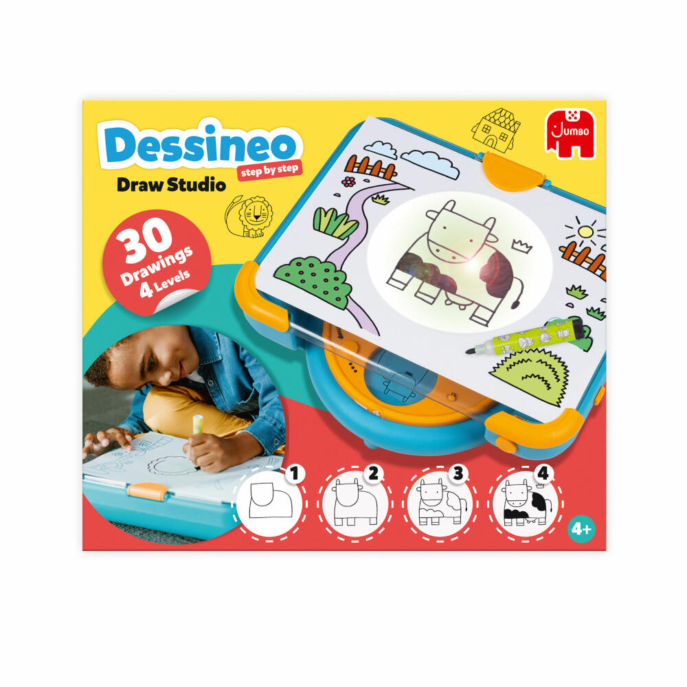 Jumbo Spiele Dessineo - Zeichenstudio, Kreativset, Zeichenvorlagen, Zeichnen, ab 4 Jahren, 1110100344