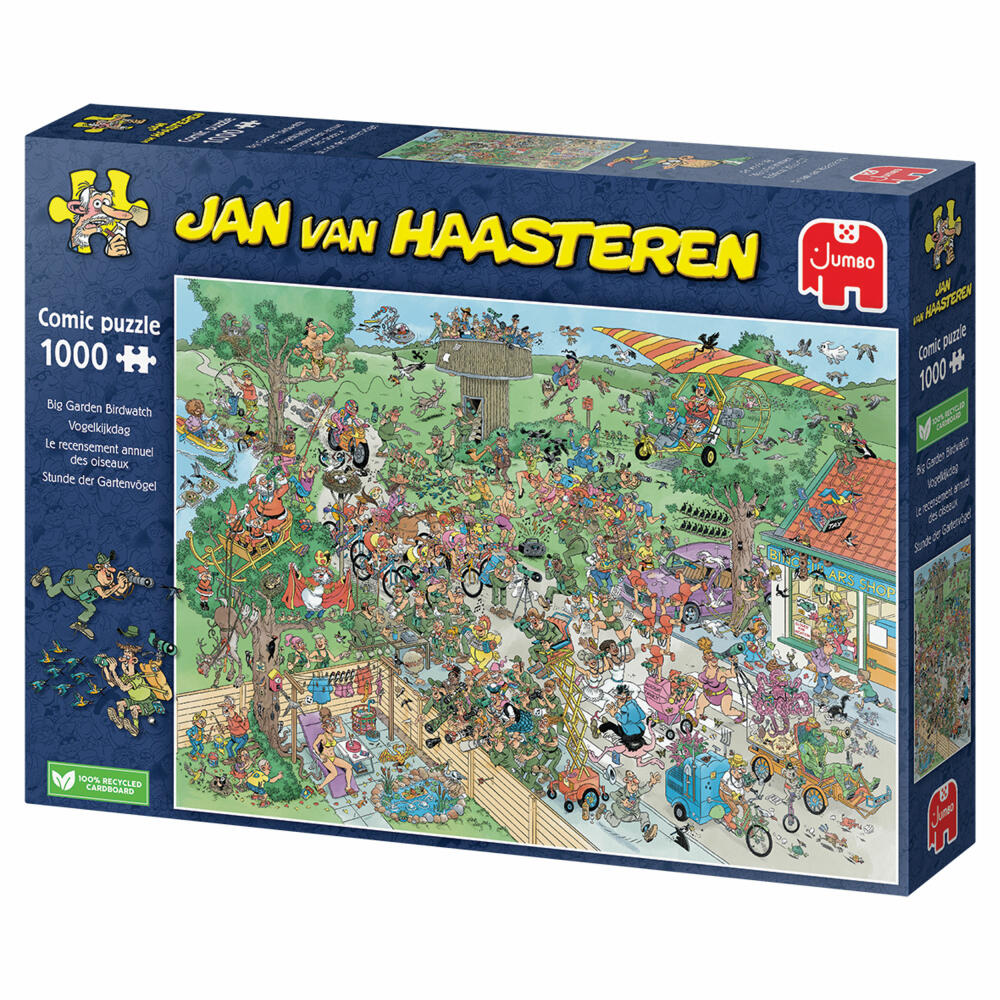 Jumbo Spiele Jan van Haasteren Stunde der Gartenvögel, Comic Puzzle, Erwachsenenpuzzle, 1000 Teile, 1110100318