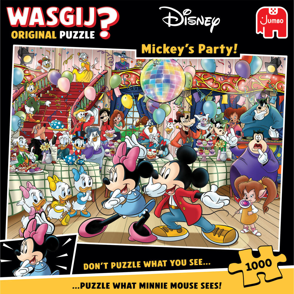 Jumbo Spiele Wasgij Orginal Disney Mickeys Party, Puzzle, Erwachsenenpuzzle, 1000 Teile, 1110100586