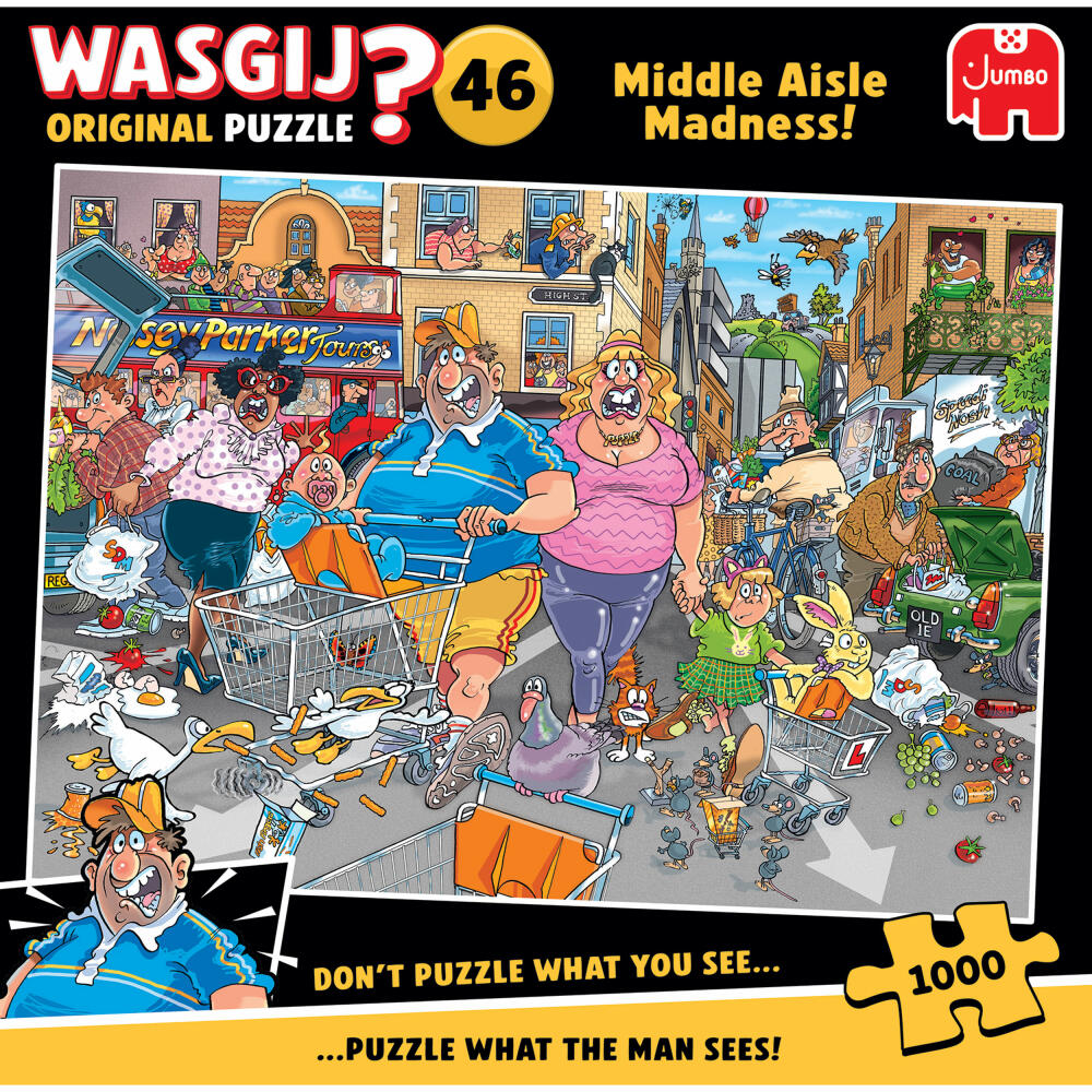 Jumbo Spiele Wasgij Original 46 Parkplatz-Wahnsinn, Puzzle, Erwachsenenpuzzle, 1000 Teile, 1110100505