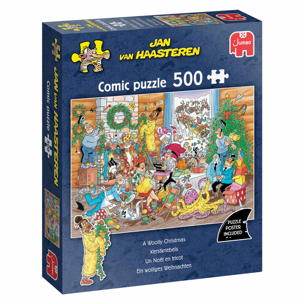 Jumbo Spiele Jan van Haasteren Ein wolliges Weihnachten, Comic Puzzle, Erwachsenenpuzzle, 500 Teile, 1110100039