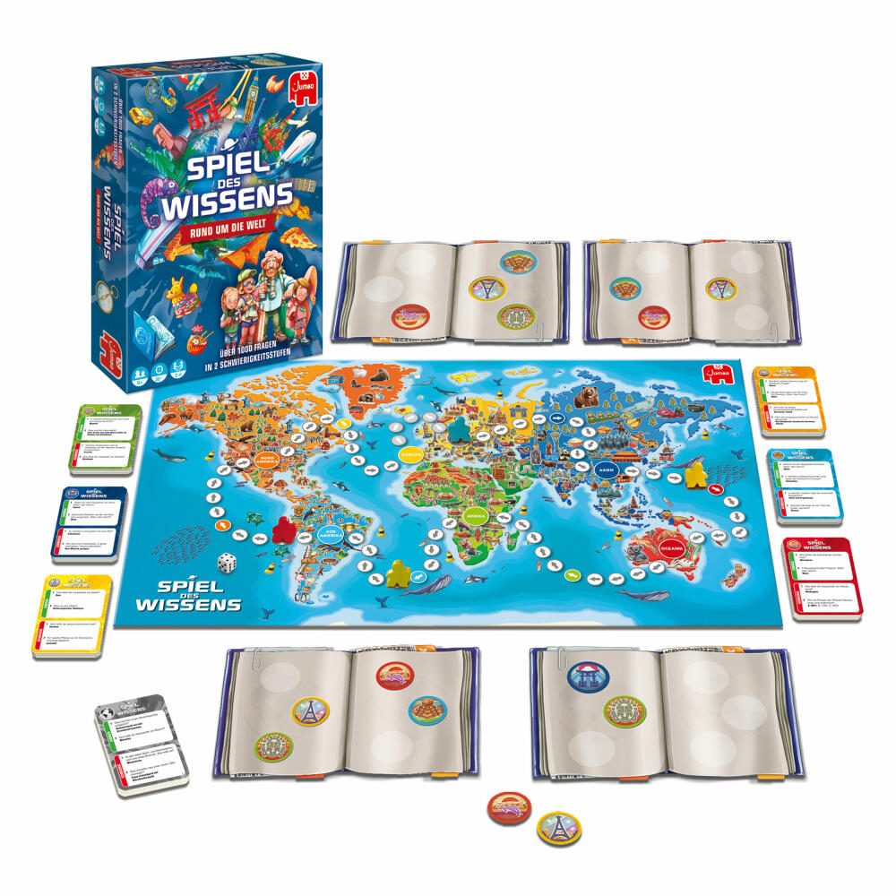 Jumbo Spiele Spiel des Wissens - Rund um die Welt, Brettspiel, Wissensspiel, Gesellschaftsspiel, Quizspiel, ab 8 Jahren, 19952