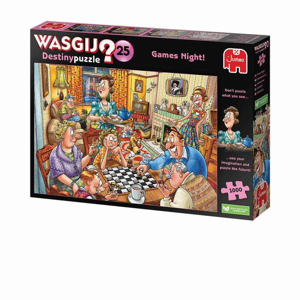 Jumbo Spiele Wasgij Destiny 25 Games Night, Puzzle, Erwachsenenpuzzle, 1000 Teile, 1110100015