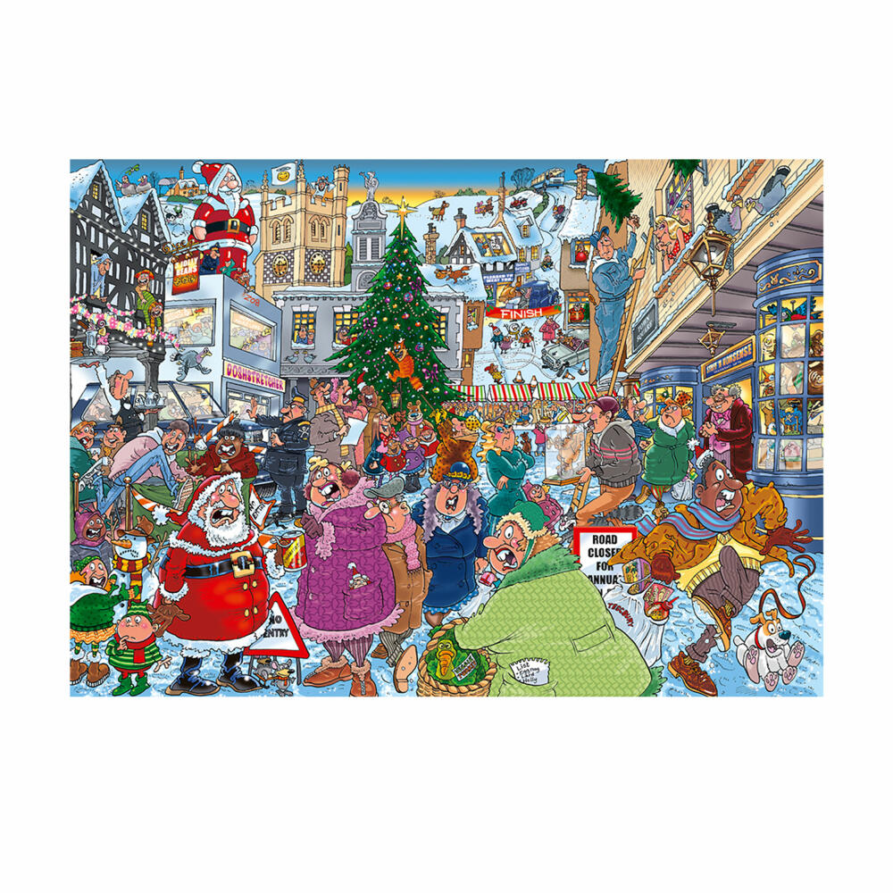 Jumbo Spiele Wasgij Christmas 19 Weihnachtsmann-Sprint!, Puzzle, Erwachsenenpuzzle, 2 x 1000 Teile, 1110100021