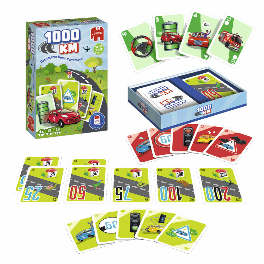 Jumbo Spiele 1000KM Kartenspiel, Kinderspiel, Familienspiel, Kinder Spiel, ab 6 Jahren, 1110100012