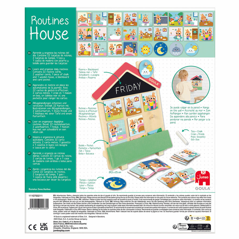 Jumbo Spiele GOULA Routine Haus, Tagesplan, Tageskalender, Zeitplan, Kinder, ab 2 Jahren, 1110700211