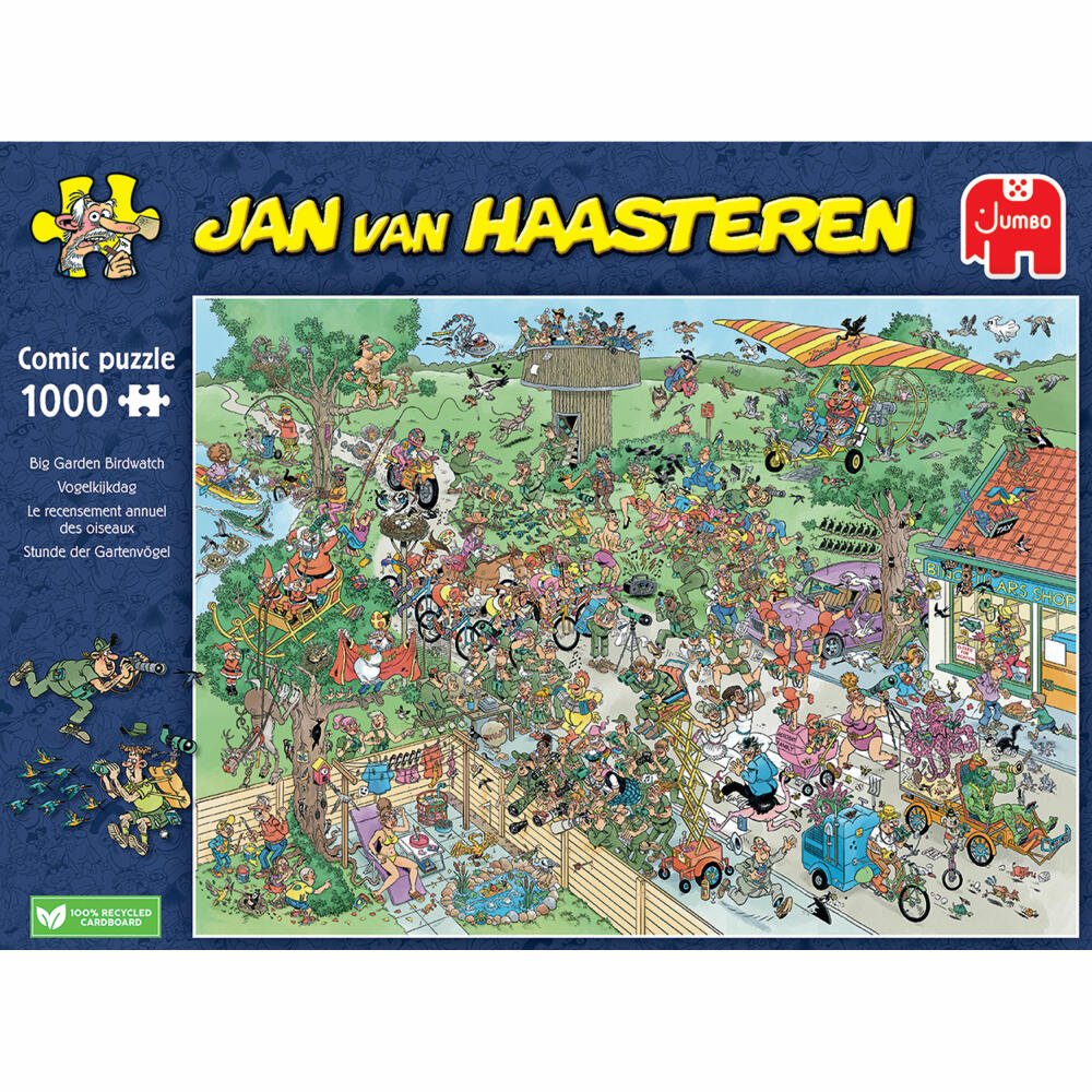 Jumbo Spiele Jan van Haasteren Stunde der Gartenvögel, Comic Puzzle, Erwachsenenpuzzle, 1000 Teile, 1110100318