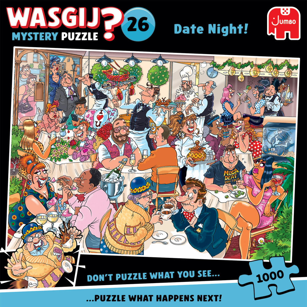 Jumbo Spiele Wasgij Mystery 26 Date Night!, Puzzle, Erwachsenenpuzzle, 1000 Teile, 1110100331