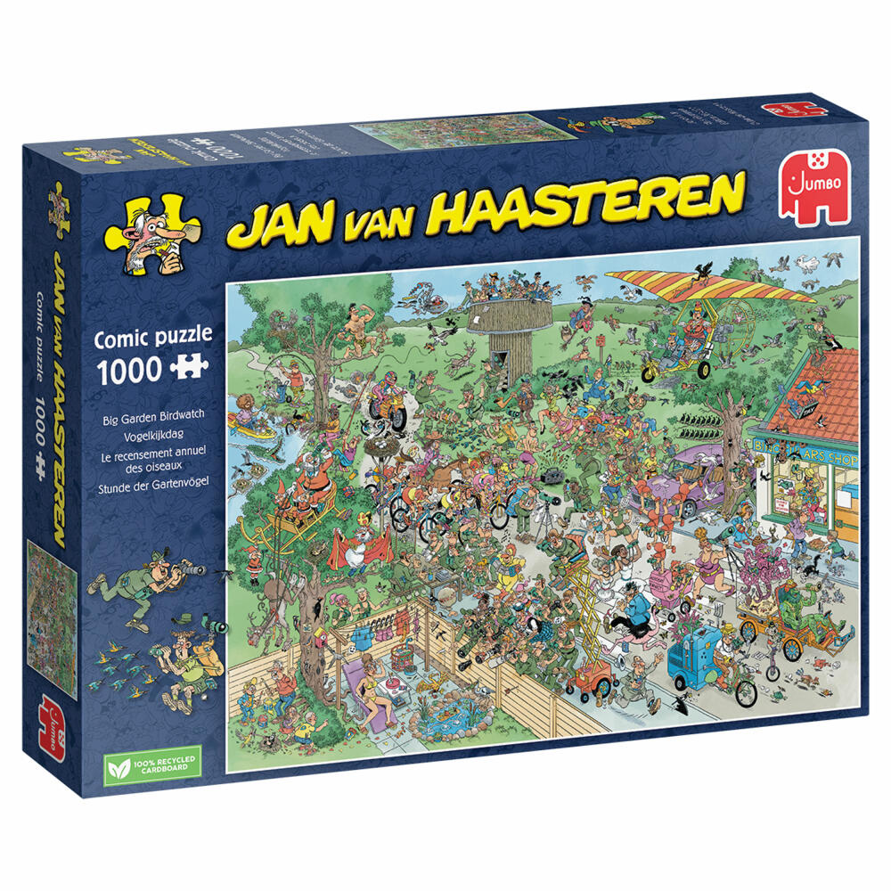 Jumbo Spiele Jan van Haasteren Stunde der Gartenvögel, Comic Puzzle, Erwachsenenpuzzle, 1000 Teile, 1110100318