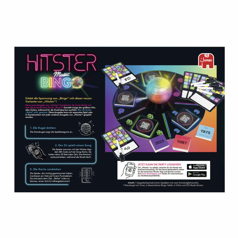 Jumbo Spiele Hitster Bingo, Musik Partyspiel, Ratespiel, Musikspiel, ab 16 Jahren, 1110100383