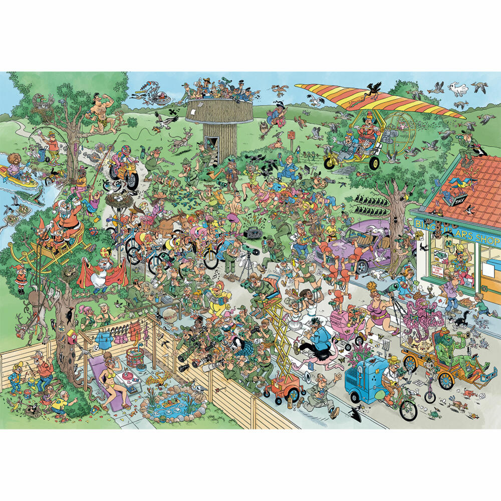 Jumbo Spiele Jan van Haasteren Stunde der Gartenvögel, Comic Puzzle, Erwachsenenpuzzle, 1000 Teile, 1110100318