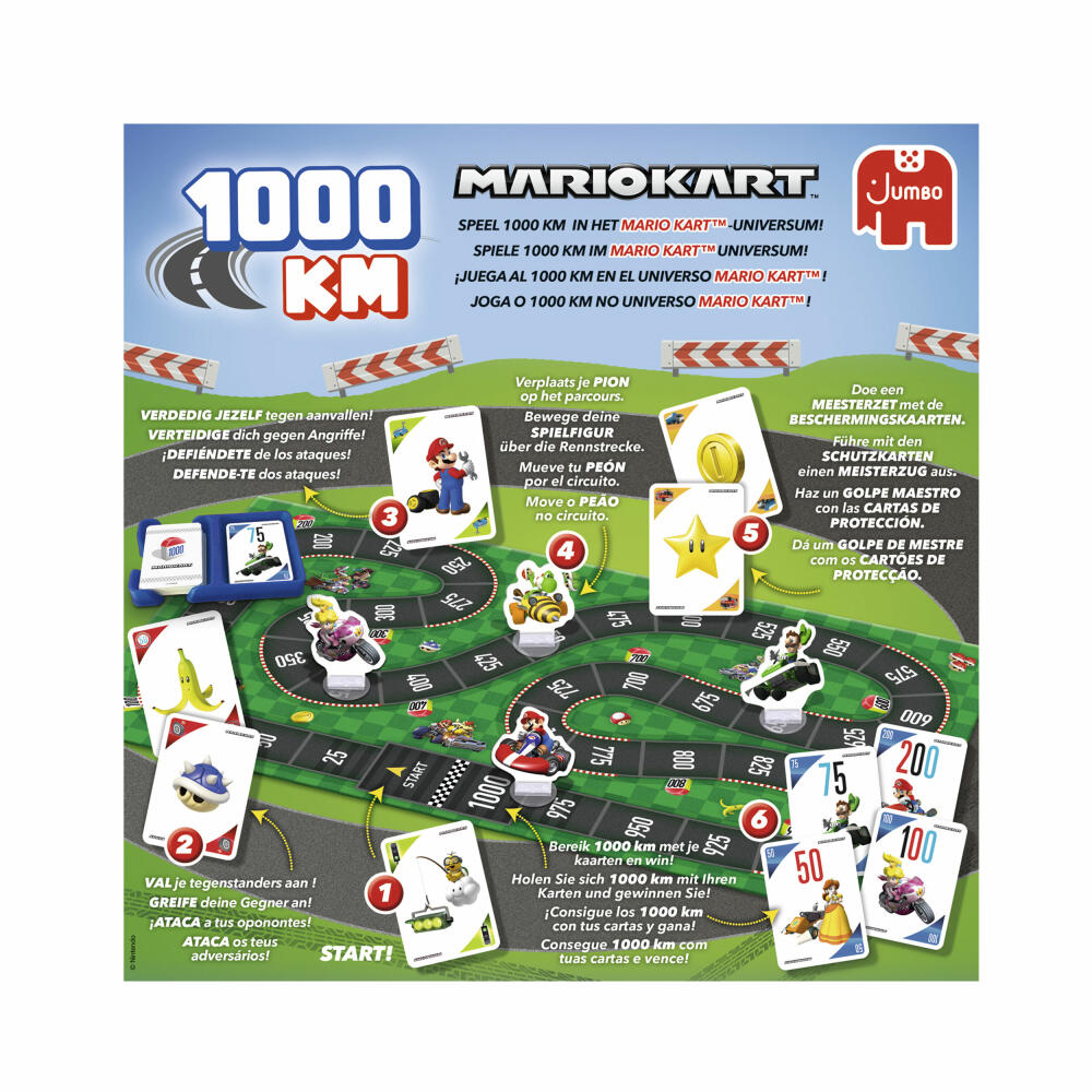 Jumbo Spiele 1000KM Mario Kart, Familienspiel, Brettspiel, Gesellschaftsspiel, ab 7 Jahren, 1110100011