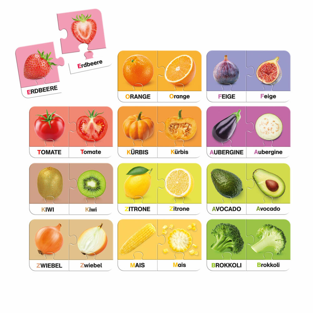 Jumbo Spiele Ich lerne Obst & Gemüse, Zuordnungsspiel, Kinderspiel, Kinder Spiel, ab 3 Jahren, 19915