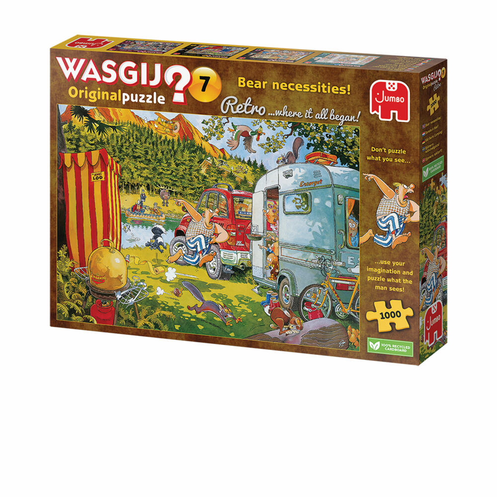 Jumbo Spiele Wasgij Retro Original 7 Bär beim Camping!, Puzzle, Erwachsenenpuzzle, 1000 Teile, 1110100016