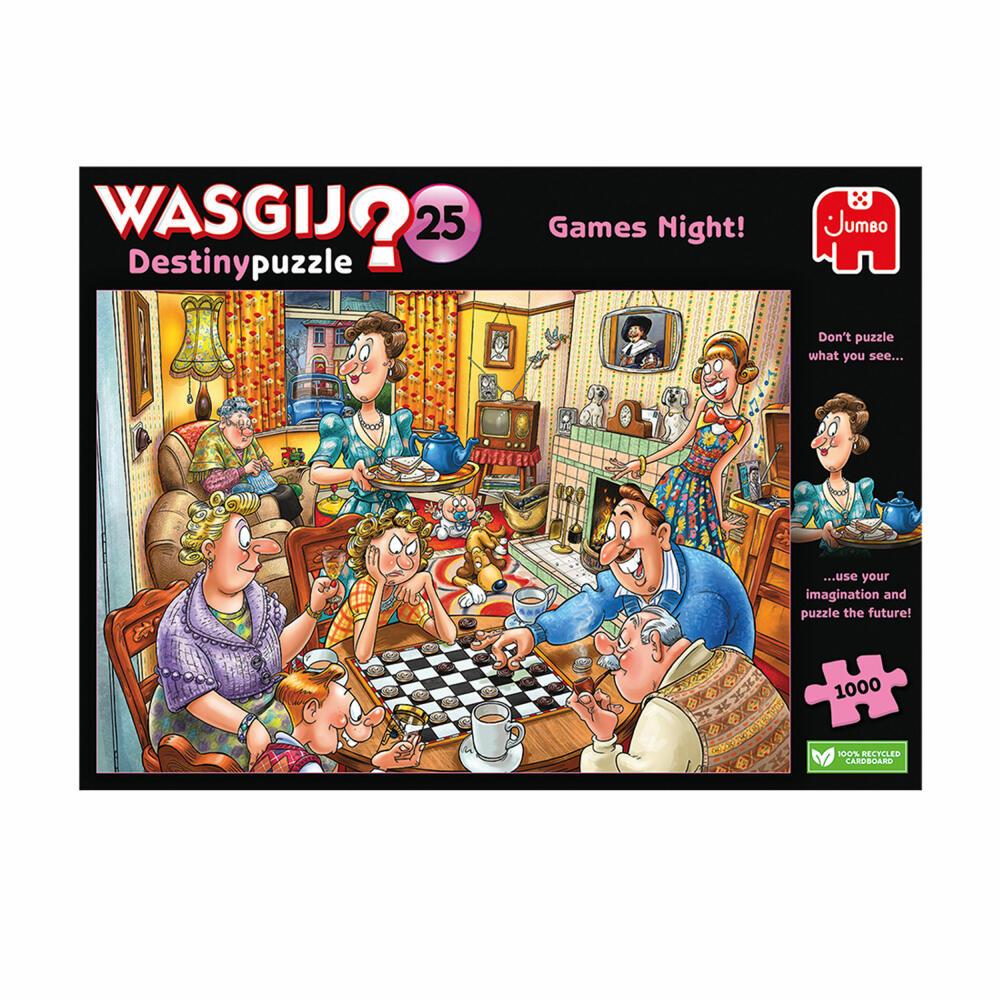 Jumbo Spiele Wasgij Destiny 25 Games Night, Puzzle, Erwachsenenpuzzle, 1000 Teile, 1110100015